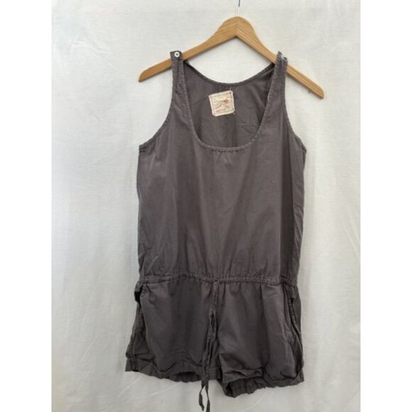 Daft Bird Romper Gray Drawstring Cotton Sleeveless Casual Summer Shorts Size S - Picture 1 of 9